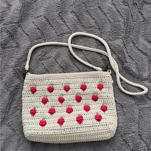 The Sak Cream and Red Crochet Crossbody Bag